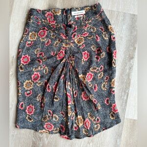 Isabel Marant Etoile Ruched Pleated Floral Patterned Short Mini Skirt 34 XS
